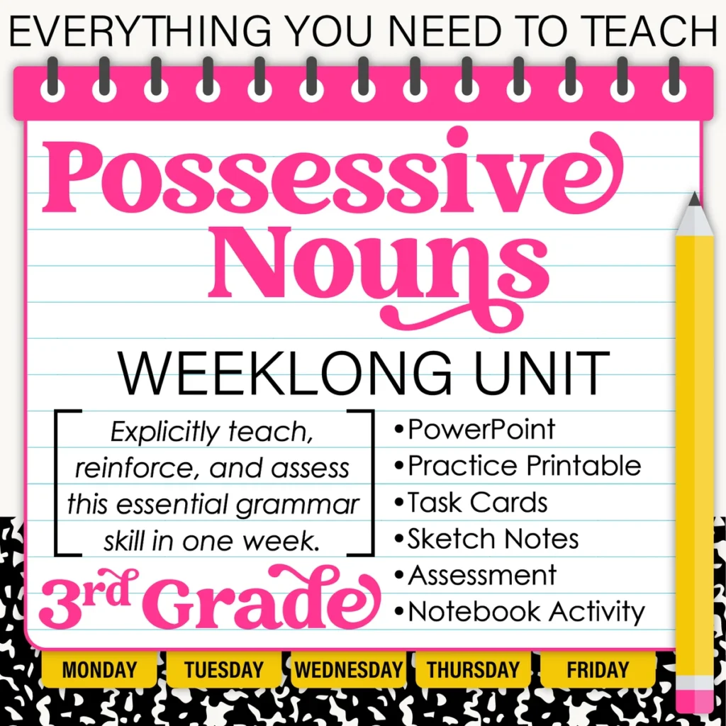 3rd Grade Grammar Unit: Possessive Nouns